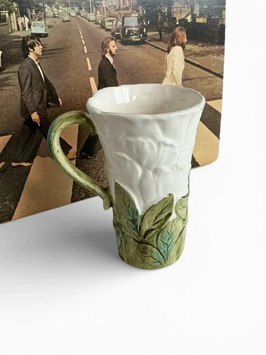 Lenwile Ardalt Majolica Pink Peony Floral Ceramic Mug and Saucer Set - Picture 4 of 7